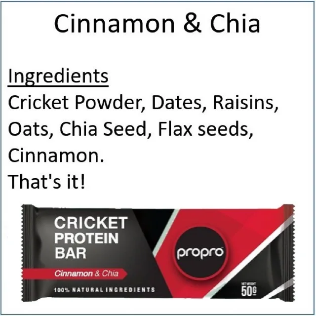 Propro Energy Bar Cricket Protein 50 g 5 flavors  100% Natural Ingredients From Thailand