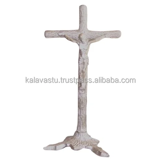 Best Quality of White metal Religious Cross in silver finish Decorative Wall Cross Metal Decorations for Home