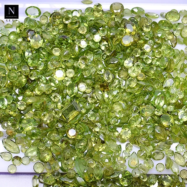 Natural Genuine 100% Peridot Faceted Mixed Shapes Loose Gemstone Round Heart Square Handmade Gemstone Green Stone Making Jewelry