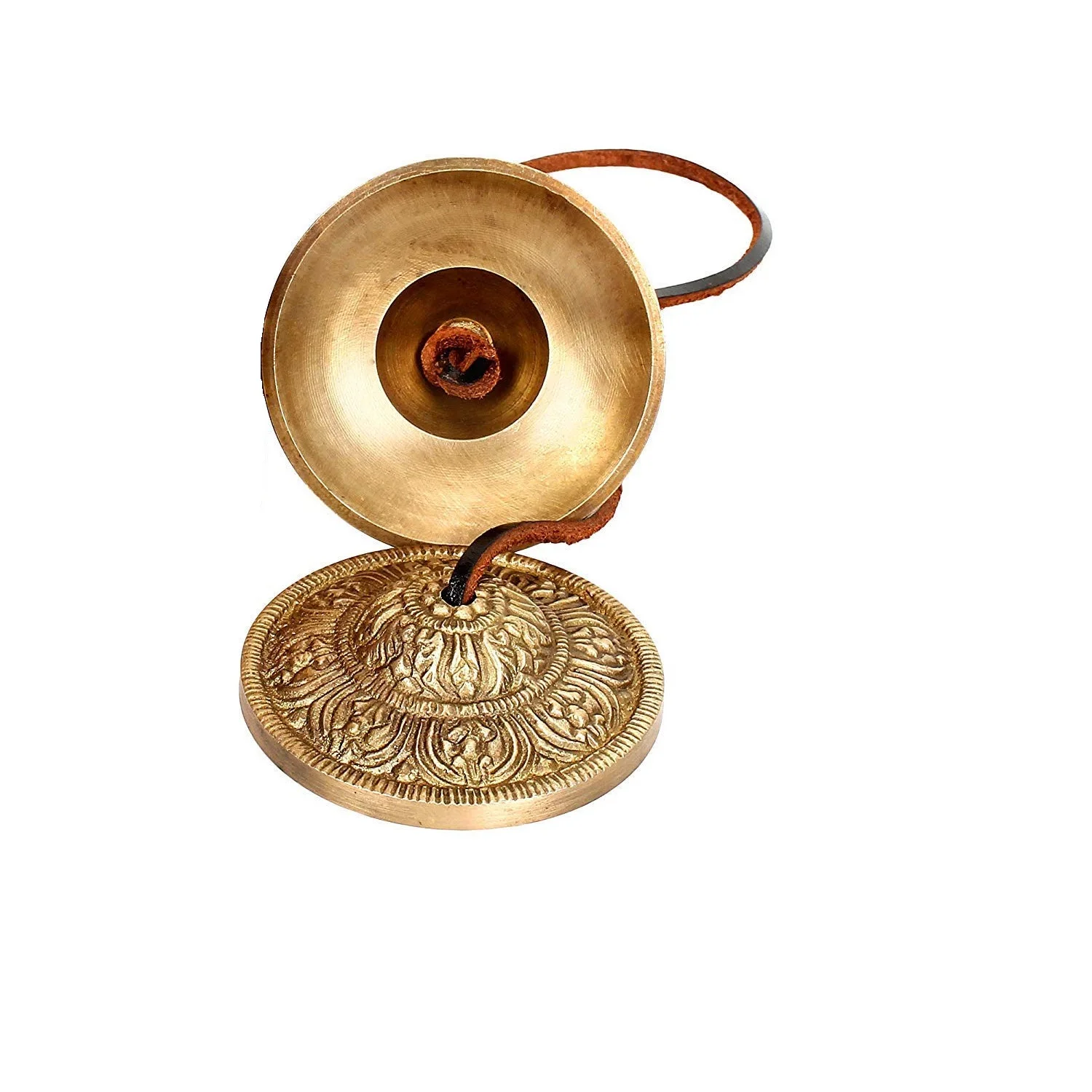 Wholesale Buddha lotus engraved Manjira Tingsha Cymbals Beautiful Gift Box for Meditation Pray 7.5cm / 3 Inches