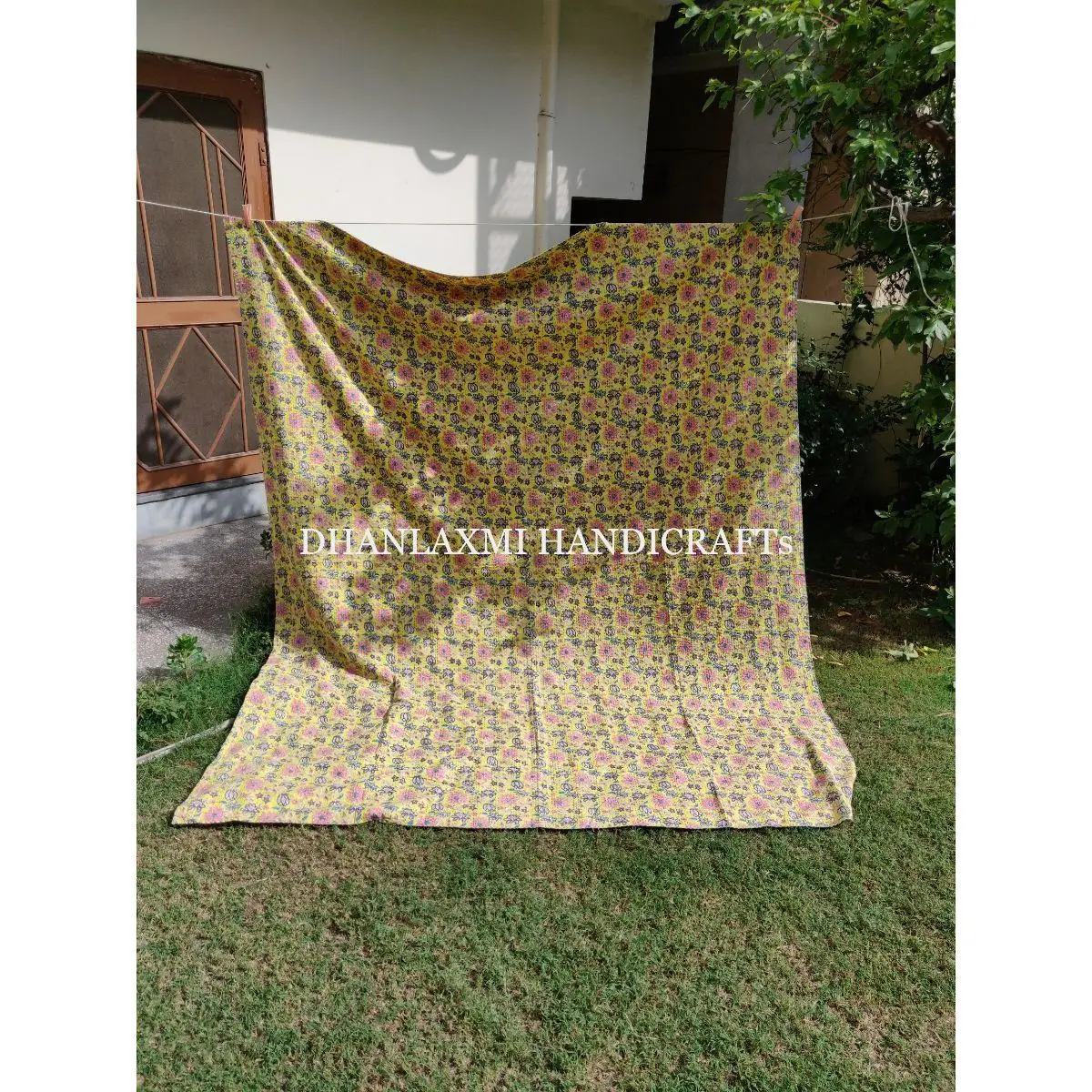 Домашнее декоративное хлопчатобумажное покрывало Kantha с красивым цветочным принтом оптом