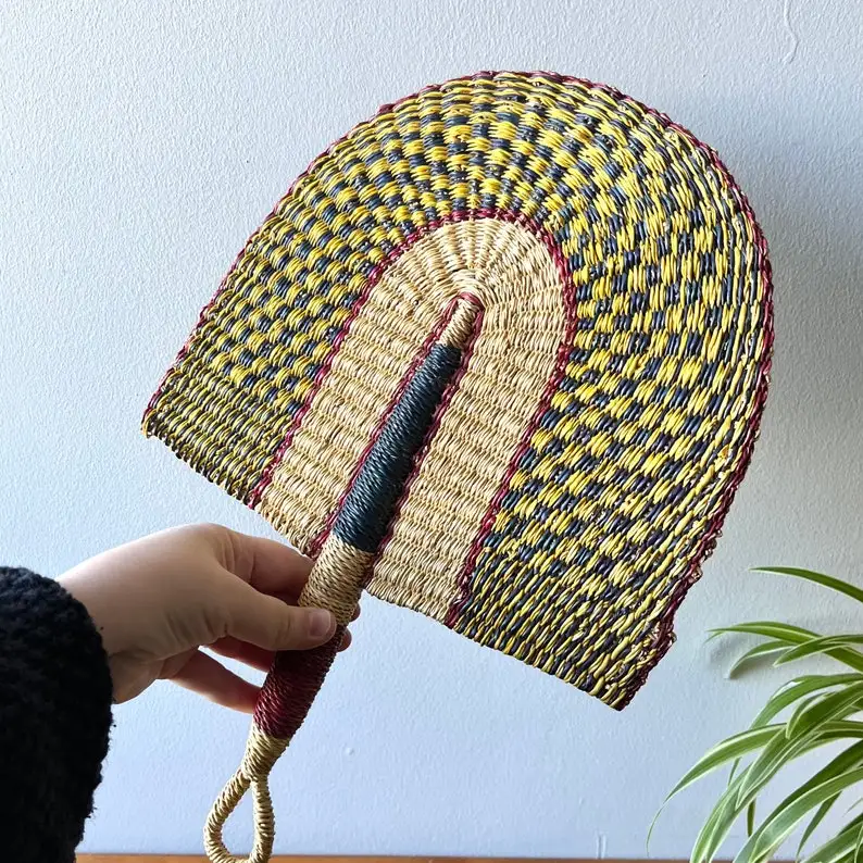 Vintage Bolga Hand Fan, Natural Woven Straw Seagrass Fan Wall Decor Rustic Art Decor Cheap Wholesale
