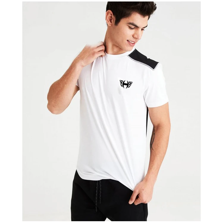 
Male large-scale short sleeve gyms T shirt Summer New Mens Gyms Elastic sport shirt men cotton Fitness Running T shirt 