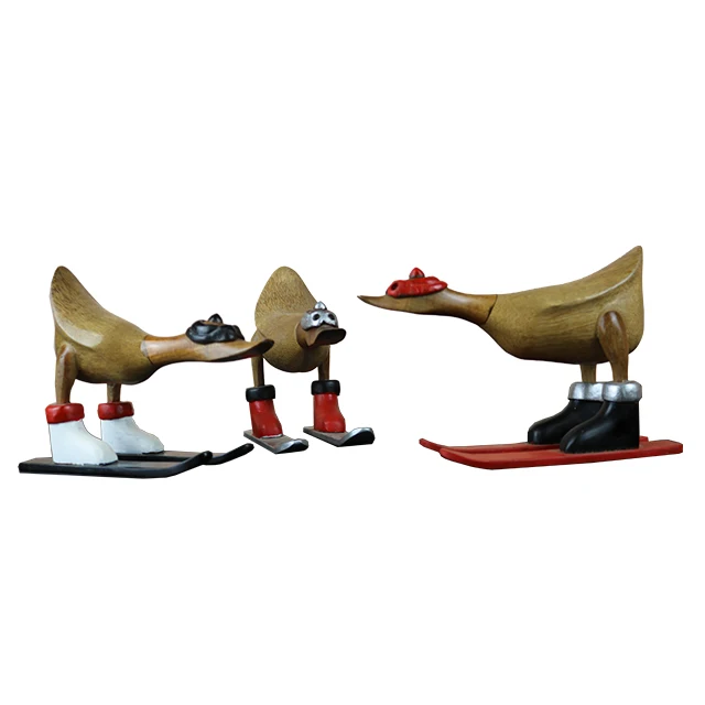  Горнолыжная утка из твердого тикового дерева для украшения дома и улицы