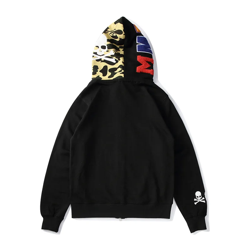 Fall Winter Fashion Wholesale Camouflage Coupleswear Casual Cardigan Hooded Bape Shark Men Plus Size Hoodies Jacket