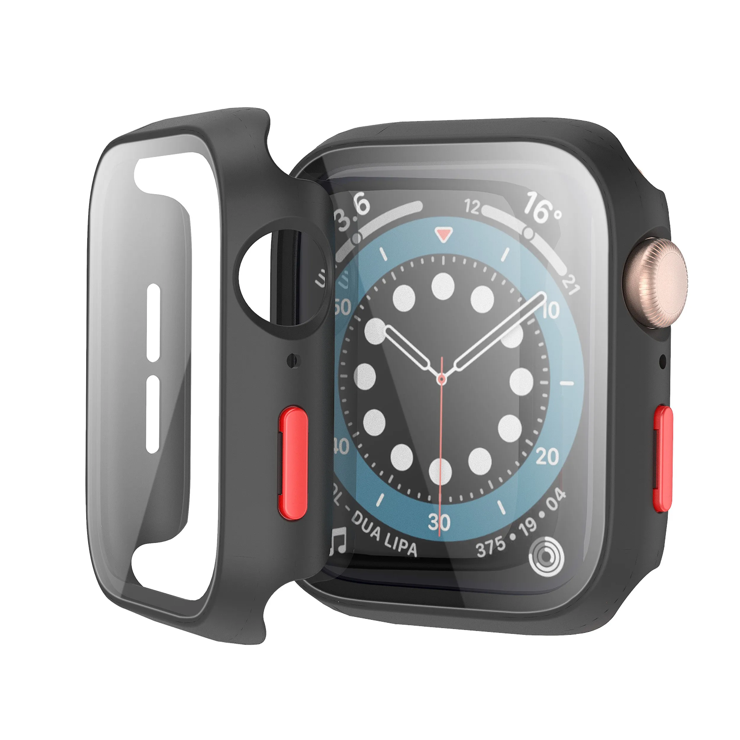 
Tempered Glass Watch Case For 38/40/42/44mm For Iwatch Transparency With Glitter apple Watch Case Cover 