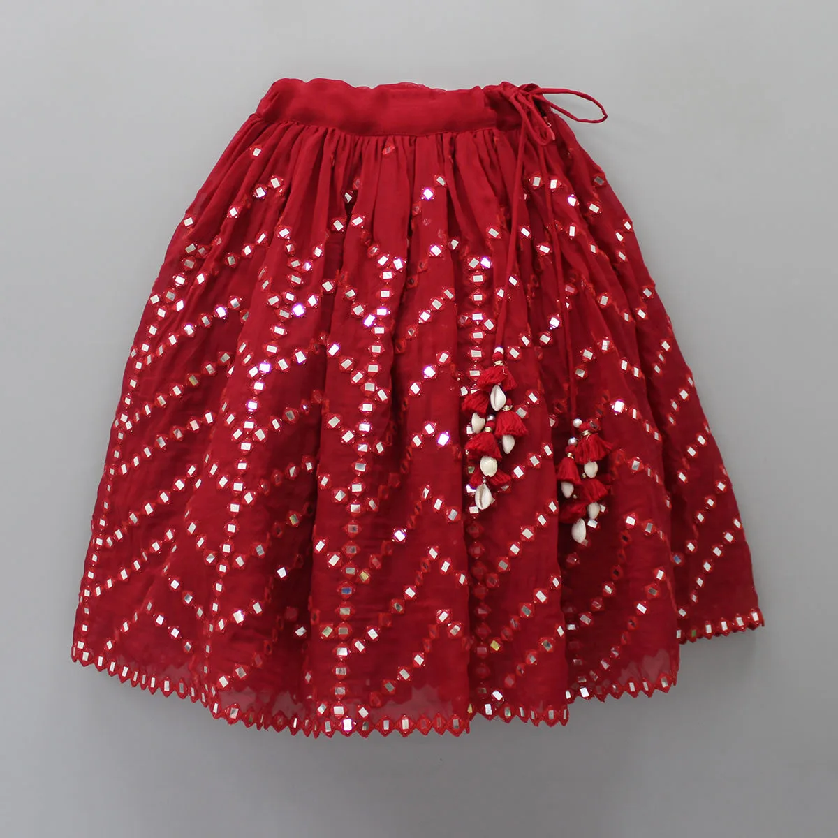 Gorgeous Indian Clothing Ethnic Wear Beaded Top Faux Mirror Work Organza Girls Kids Wear Lehenga Dupatta  Party Special Latest