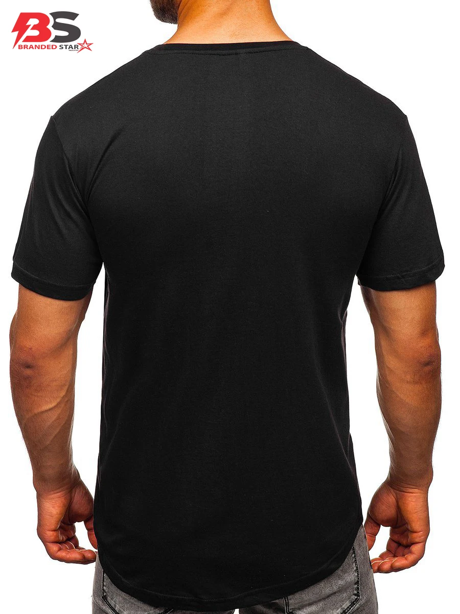  Черные мужские футболки из 100% хлопка с коротким рукавом индивидуальный дизайн оптовая цена