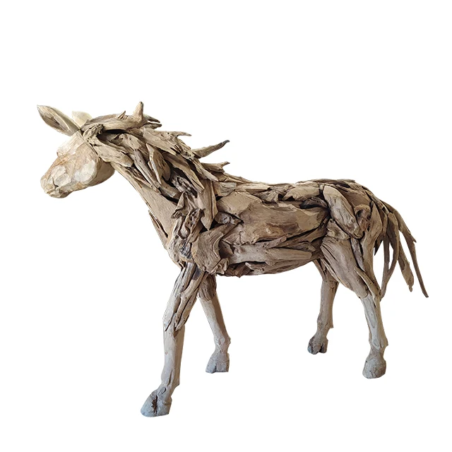 
 Деревянная лошадь с изображением корней для украшения дома  