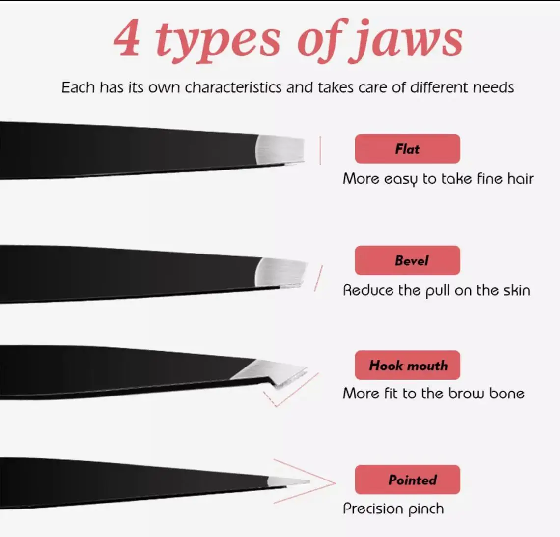 eyebrow tweezers set 4 piece stainless steel with leather pouch hair plucker beauty tool hairremoval plucking kit