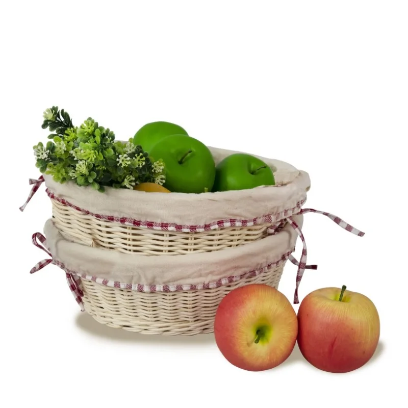 Made in Vietnam Private Label Woven A Basket of Willow Small Oval Bread Wicker Basket Pp Plastic Rattan Woven Bread Basket