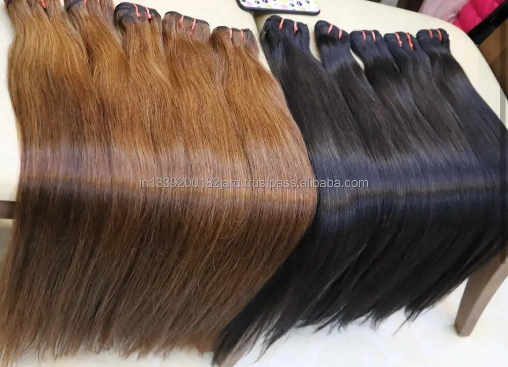 Premium Quality Straight Hair With Thick Quality Indian Human Hair Extensions Available at Wholesale Price For Export Sale