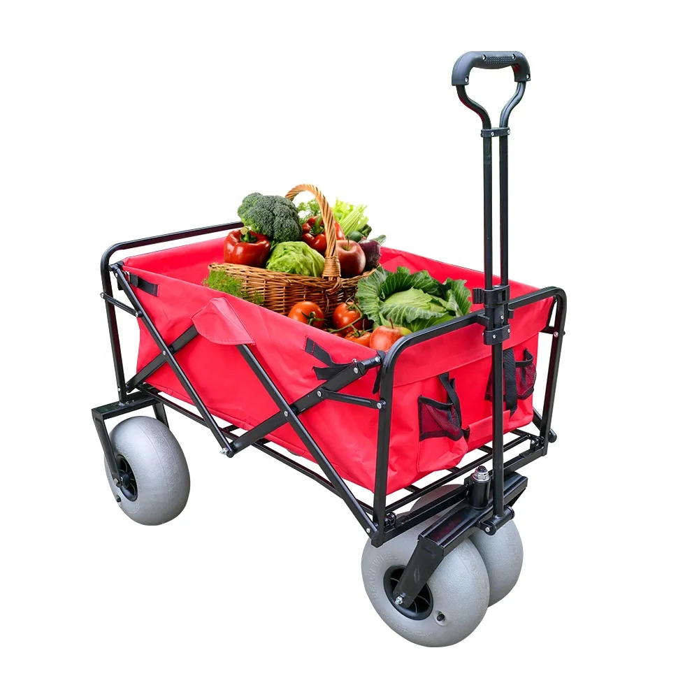 Folding Wagon Cart Collapsible Trolley Beach with Bubble