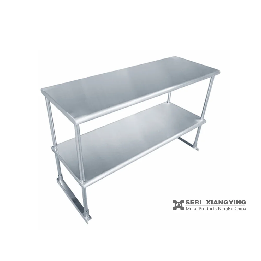 NSF Approval 304 403 201 Stainless Steel Kitchen Work Table Double Tier Overshelf/Table Mounted Shelf China Factory Price