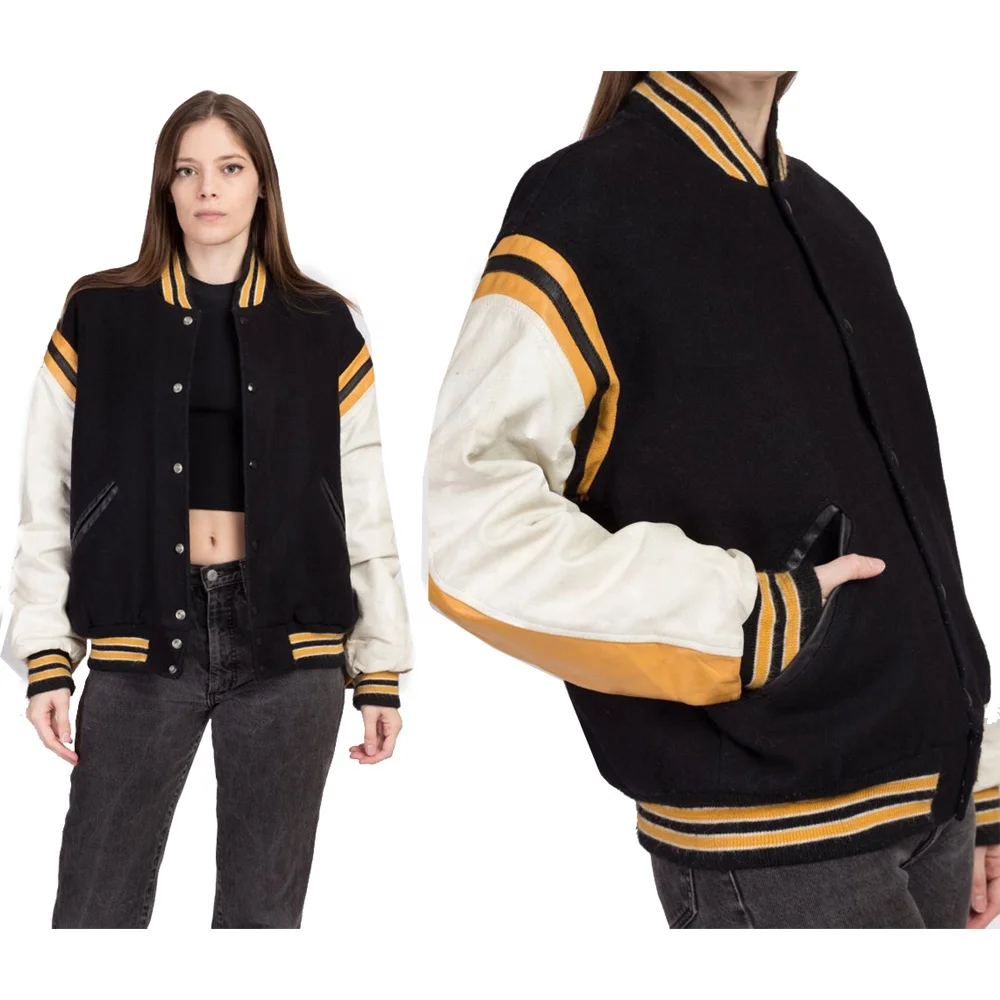 
Letterman Wool Varsity Jacket for College Boys With Leather Sleeves Hot Selling High Quality 