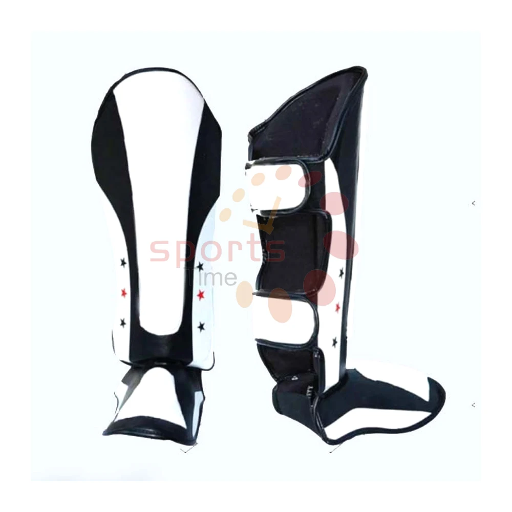 Top Quality Sports Safety Leather Shin Guards For Muay Thai Kick Boxing Sparring Training Fighting Men Shin Guards Protector