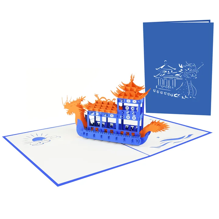 Transportation Vehicle Dragon Ship Pop Up Card New Design 3D Laser Cutting Wholesale Vietnam