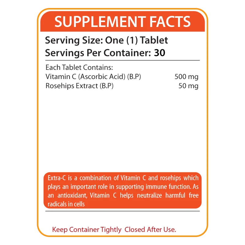 
EXTRA-C | Vitamin C | Rosehips Extract | Supports Immune System Nutrifactor Healthcare Product / Supplements 