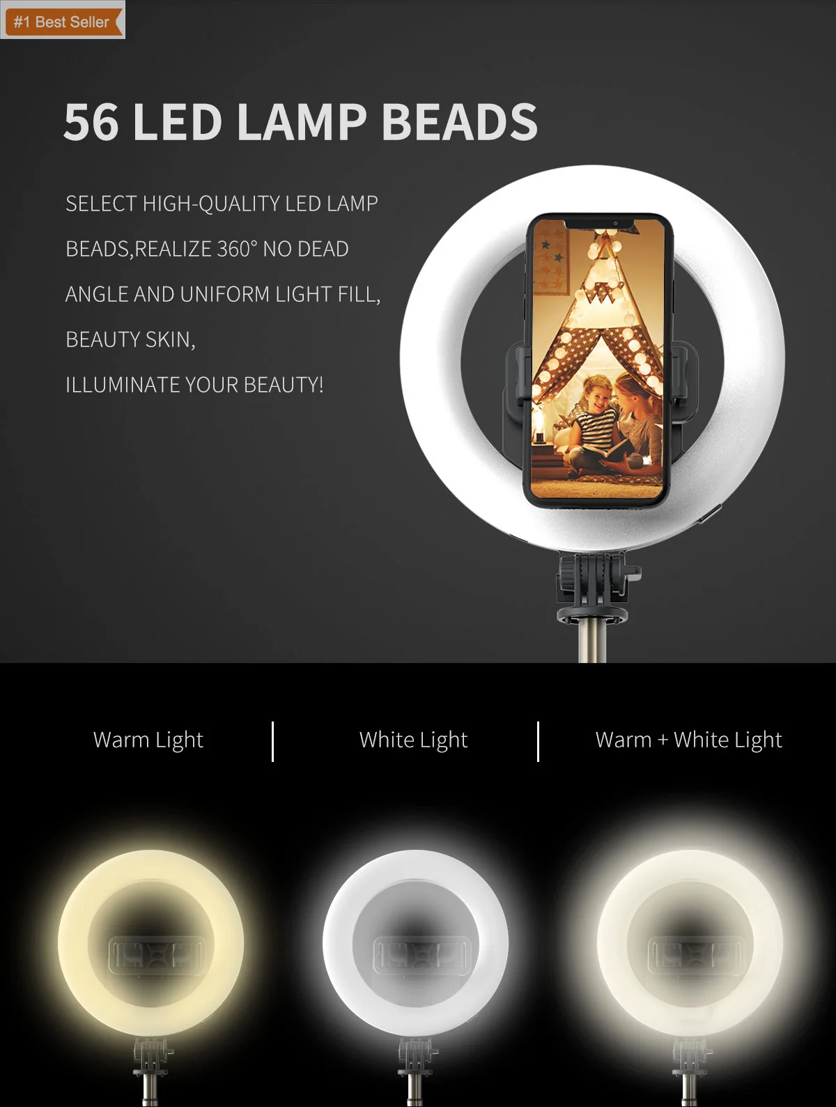 6 дюймов штатив с защитой от повреждений и кольцом свет для телефонов на базе Android Стенд видео светодиодная кольцевая лампа батарейным питанием кольцевой светильник Q07 селфи функцией Bluetooth