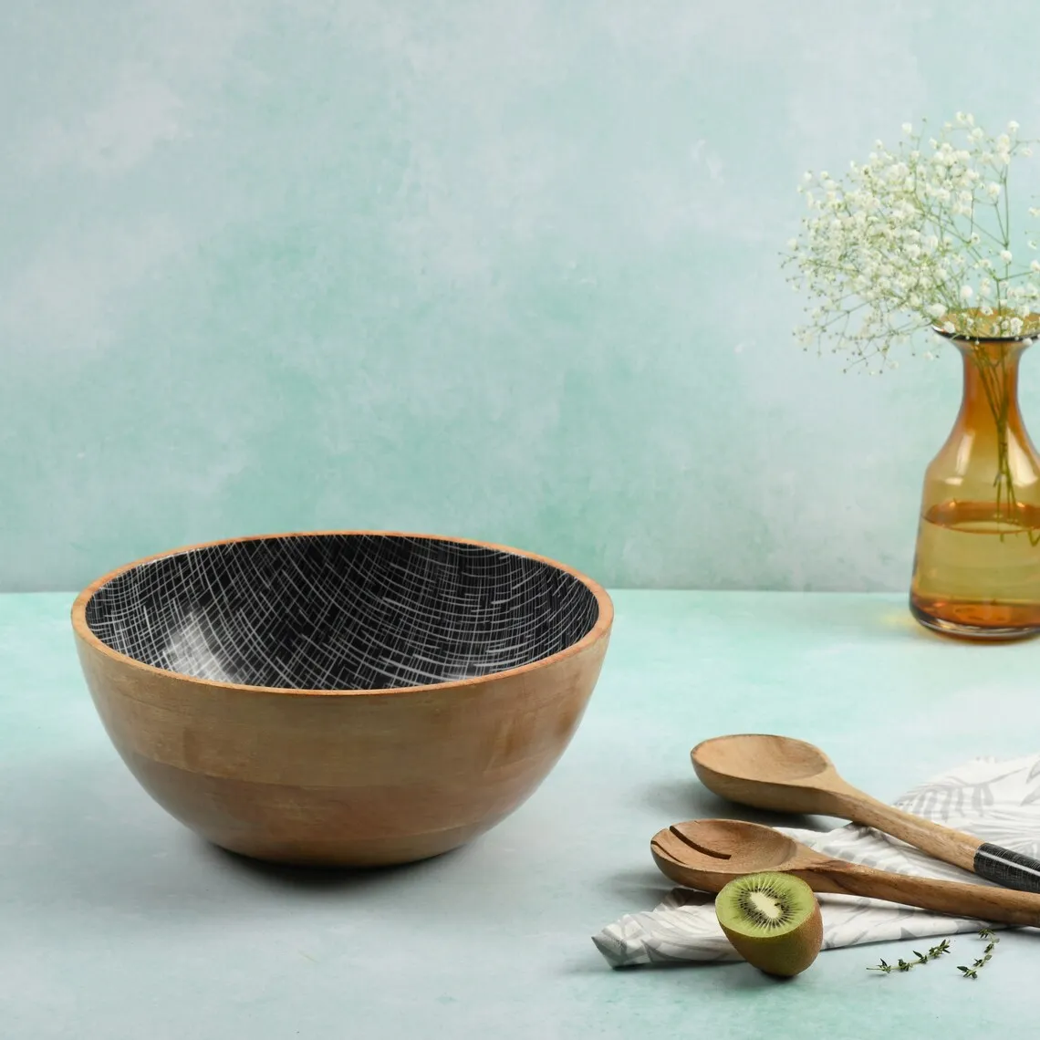 decorative wooden sustanable bowl with spoon on cheap price from India