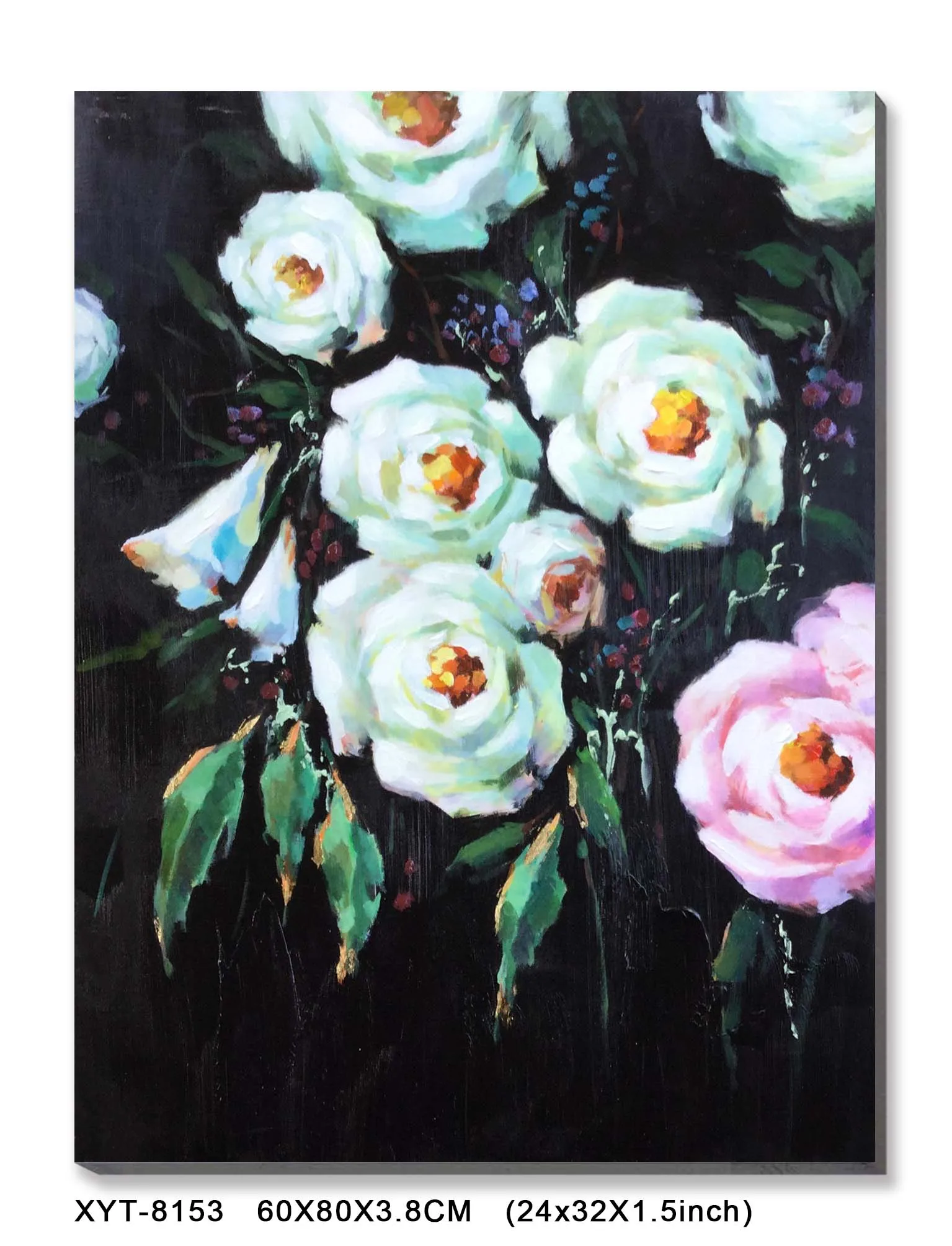 Абстрактная картина маслом на холсте с цветами