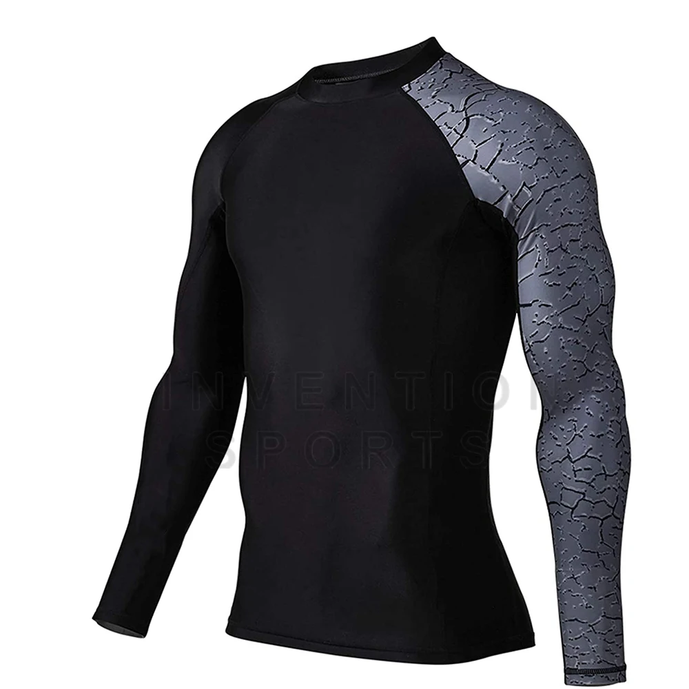 Men Custom Sublimated MMA  Rash Guard Spandex Digital Printed Rash Guard Long Sleeve Rash Guard