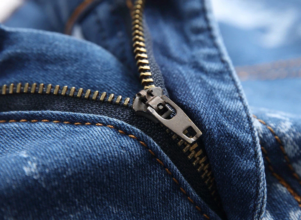 
High Street Style Men Distressed Zipper Casual Jeans Shorts Pants Summer Men Blue Denim Shorts Pleated Stretch Short Jeans 