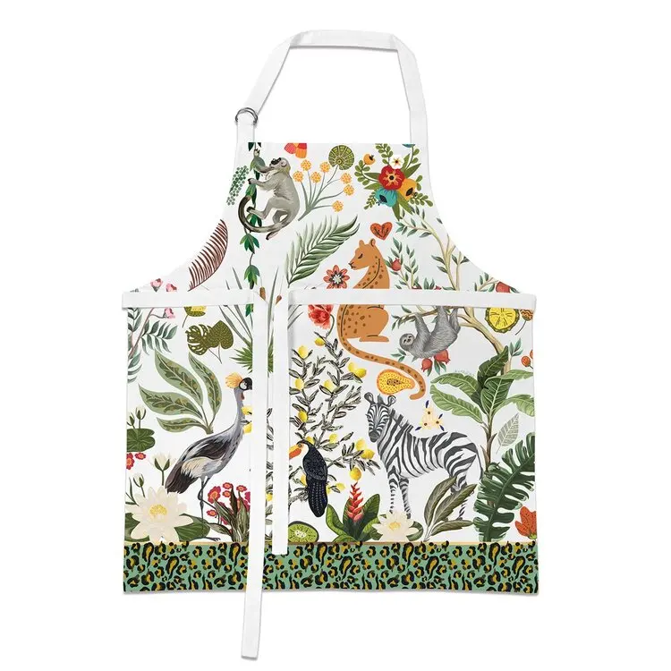 Embroidered Canvas Kitchen Aprons Woman Men Chef Stylist Apron Shop Cafes Beauty Nails Studios Uniform Grill Restaurant Bar Dye