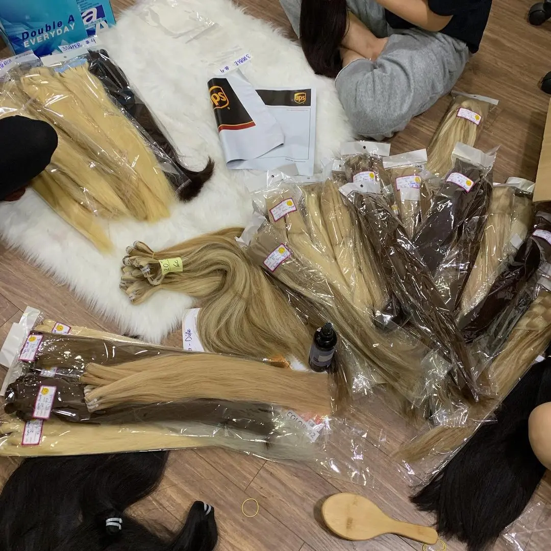 Hair Extensions Fashion Color 4 Ash/613 Machine Weft Human Cambodian Hair Extension From High Quality Vietnam Wig Manufacturer