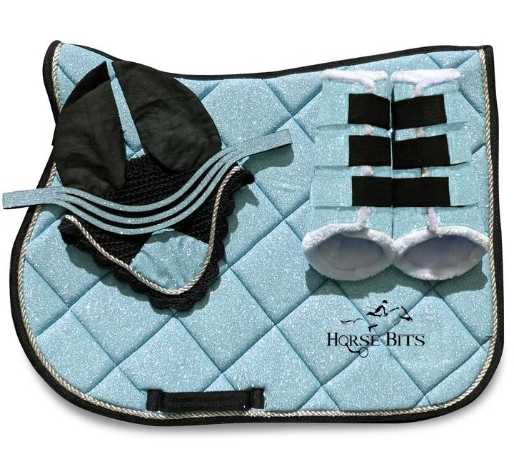 Dressage & Jumping saddle pad matching sets with fly evils and boots / top quality  fabric horse matching saddle pad sets