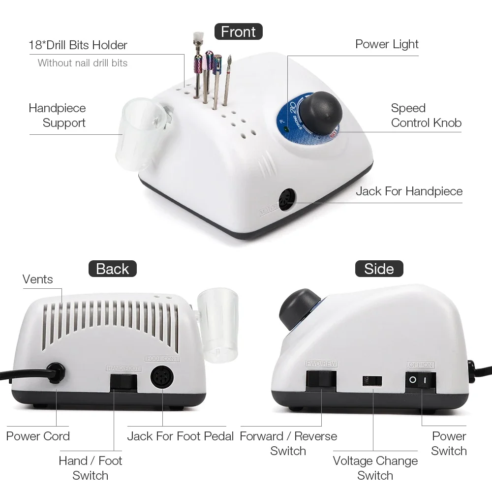 2022 private label nail drill 0~35000RPM Max strong power nail manicure drill polish machine portable rechargeable