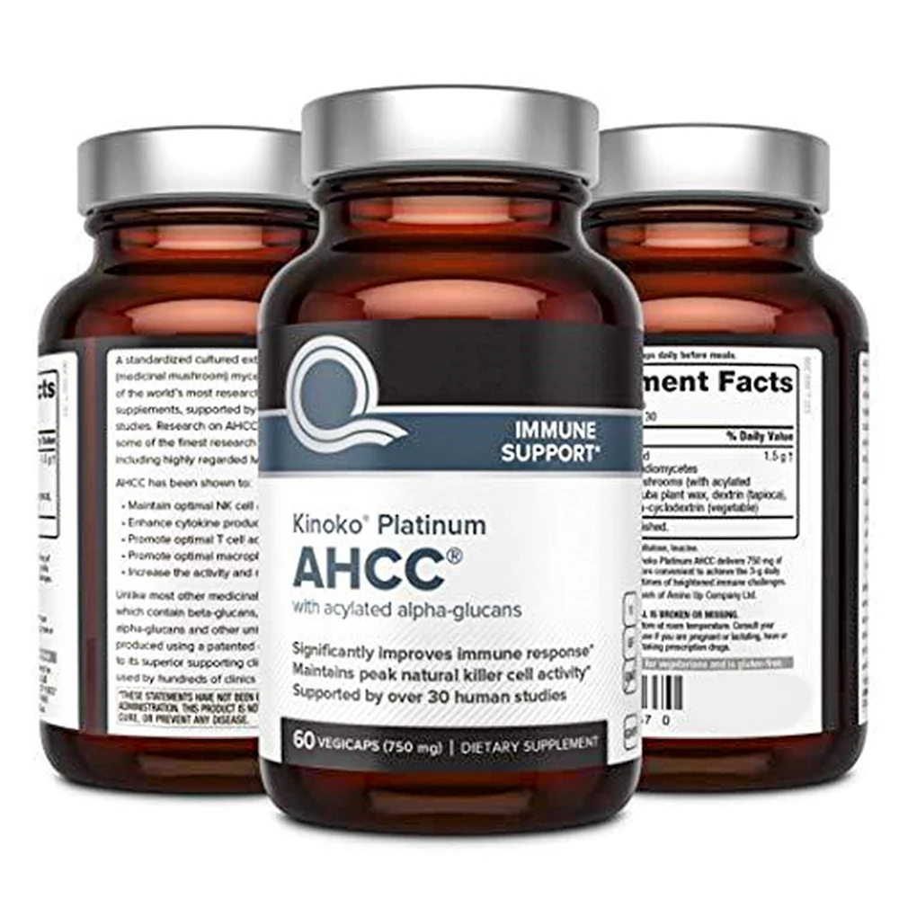 Amazon Hot Sale AHCC Reishi Lions Mane Mushroom Extract Supplement Capsules for Immune Support