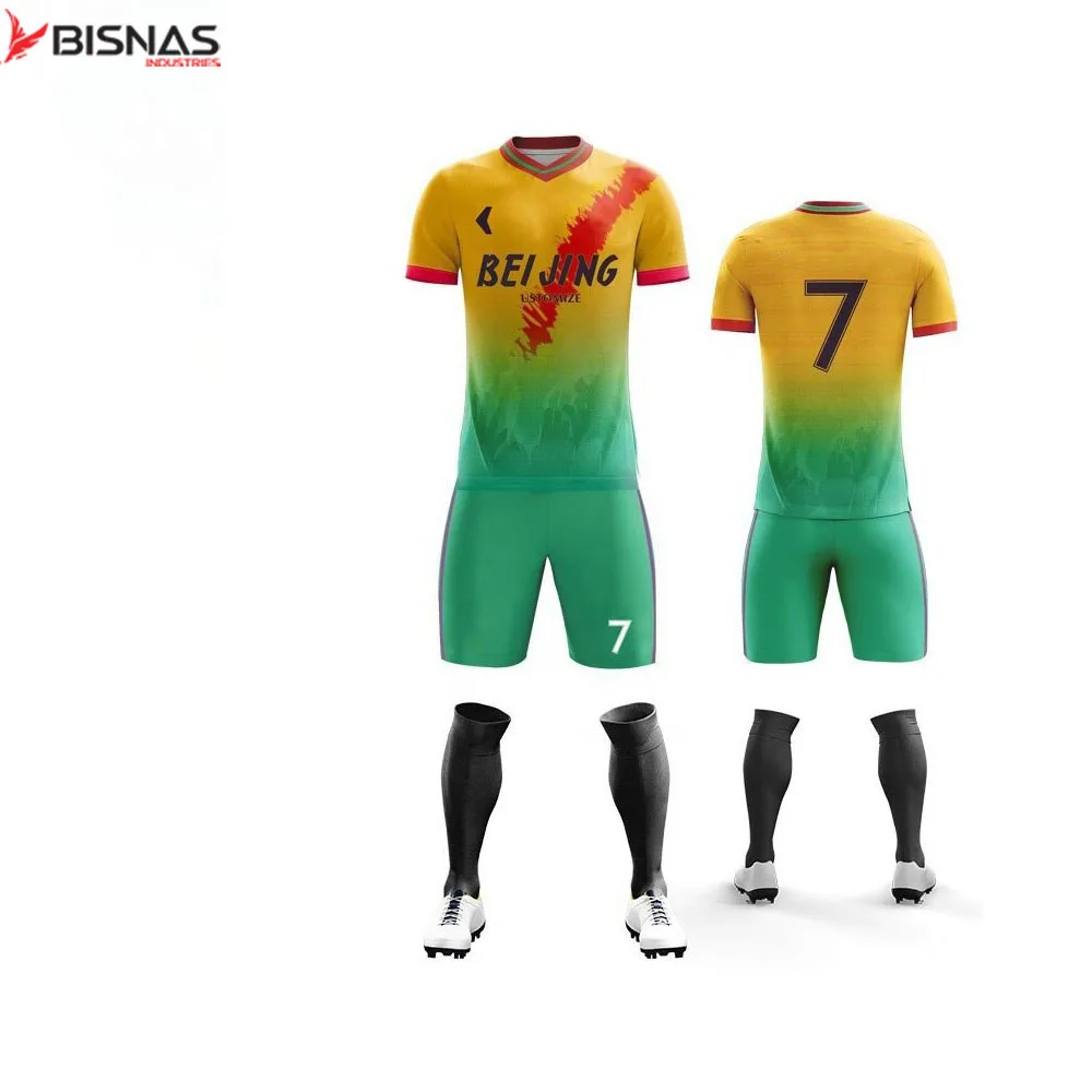 Factory High Quality Cheap Soccer Jersey 100% Polyester Club Soccer Uniform Sets Football Jersey Kit