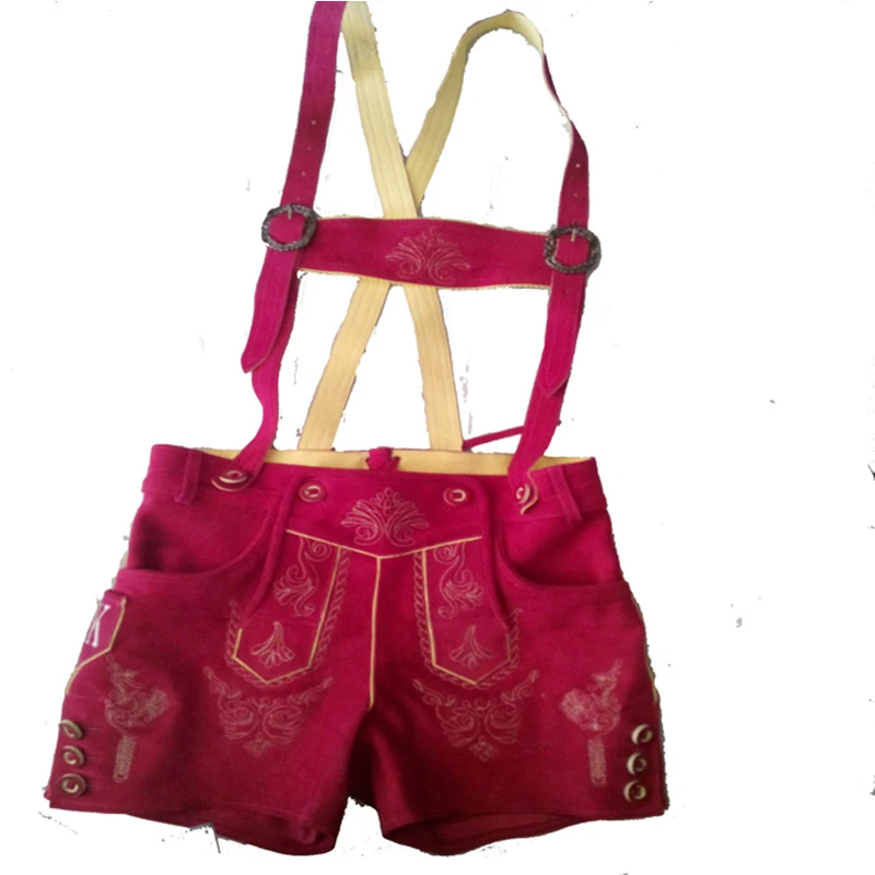  Мужские традиционные кожаные брюки Lederhosen Короткие классические с вышивкой и подтяжками