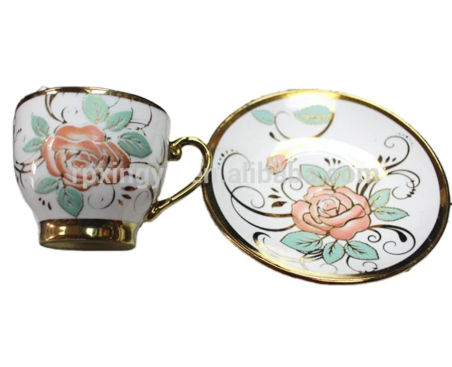 Chaozhou porcelain factory gold plated turkish tea set