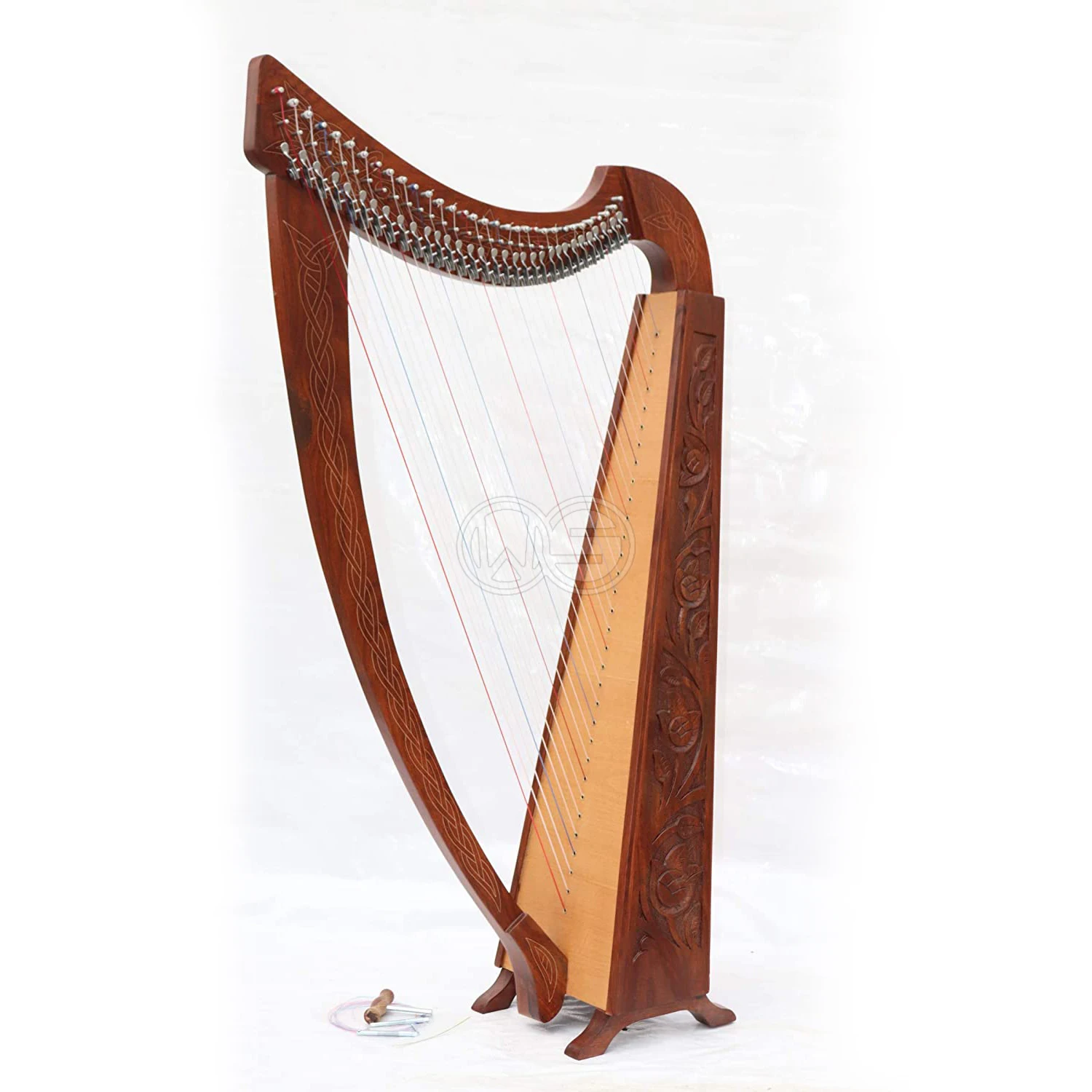 Sturgis Musical Instrument 32 String Lever Harp Celtics Irish Style Carrying Bag Strings and Tuner