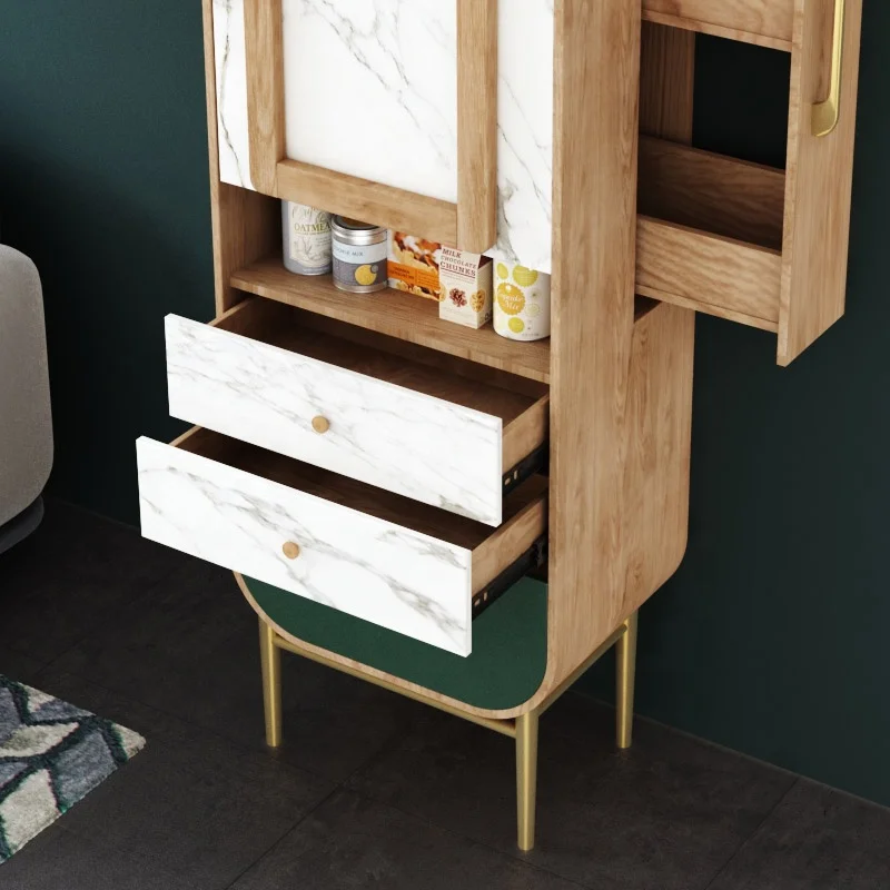 Jasiway Classic Style Marble Panel Home Furniture Modern Foldable Living Room Wine Wood Bar Counter