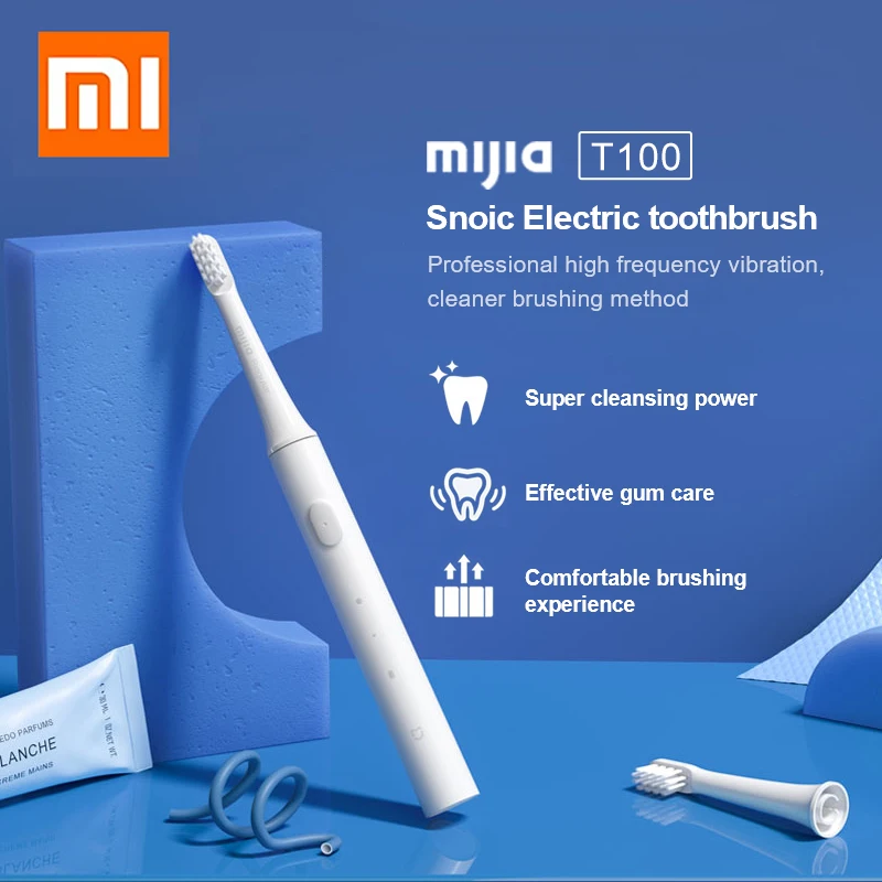 Xiaomi Mijia T100 with Timer Accepted Rechargeable Cleaning Replacement Head Brush Sonic Electric Toothbrush