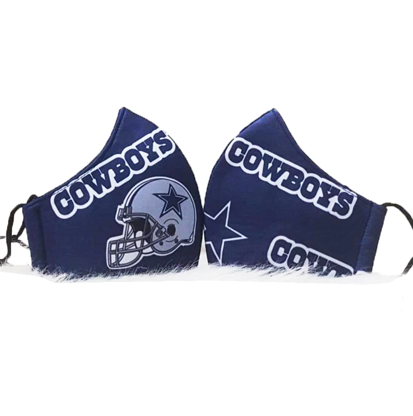 Custom LOGO 3D Print 3 ply Reusable FaceMas k Washable Sport American Football Teams NFL IAI Patriots Cowboys Lakers mas k Custo