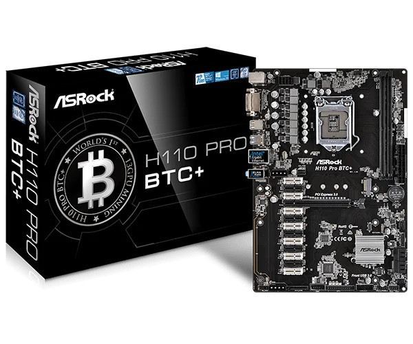 
ASRock H110 Pro BTC + 13 GPU Блок питания ATX DDR4-SDRAM добыча материнская плата криптовалюта 