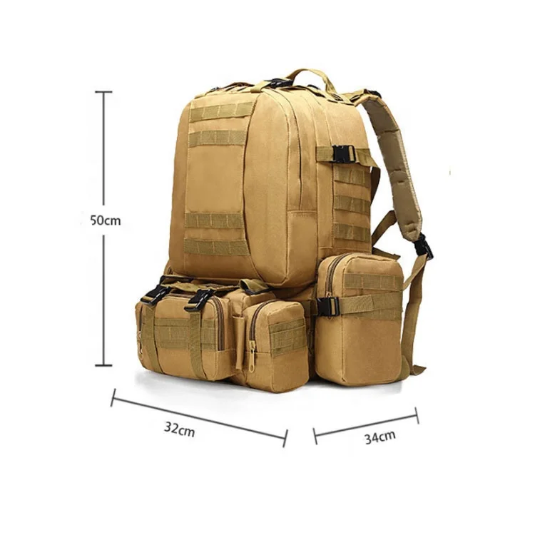 55L Tactical 4-in-1 Backpack Waterproof Camouflage Pattern for Outdoor Camping Hiking & Hunting with MOLLE System & Assault Pack