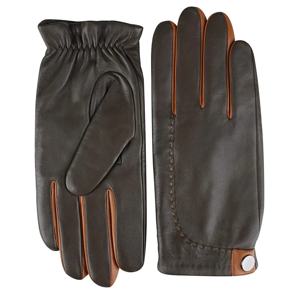 Оптовая продажа, лучшее качество, стильные зимние сохраняющие тепло мужские кожаные перчатки, высококачественные защитные перчатки для вождения
