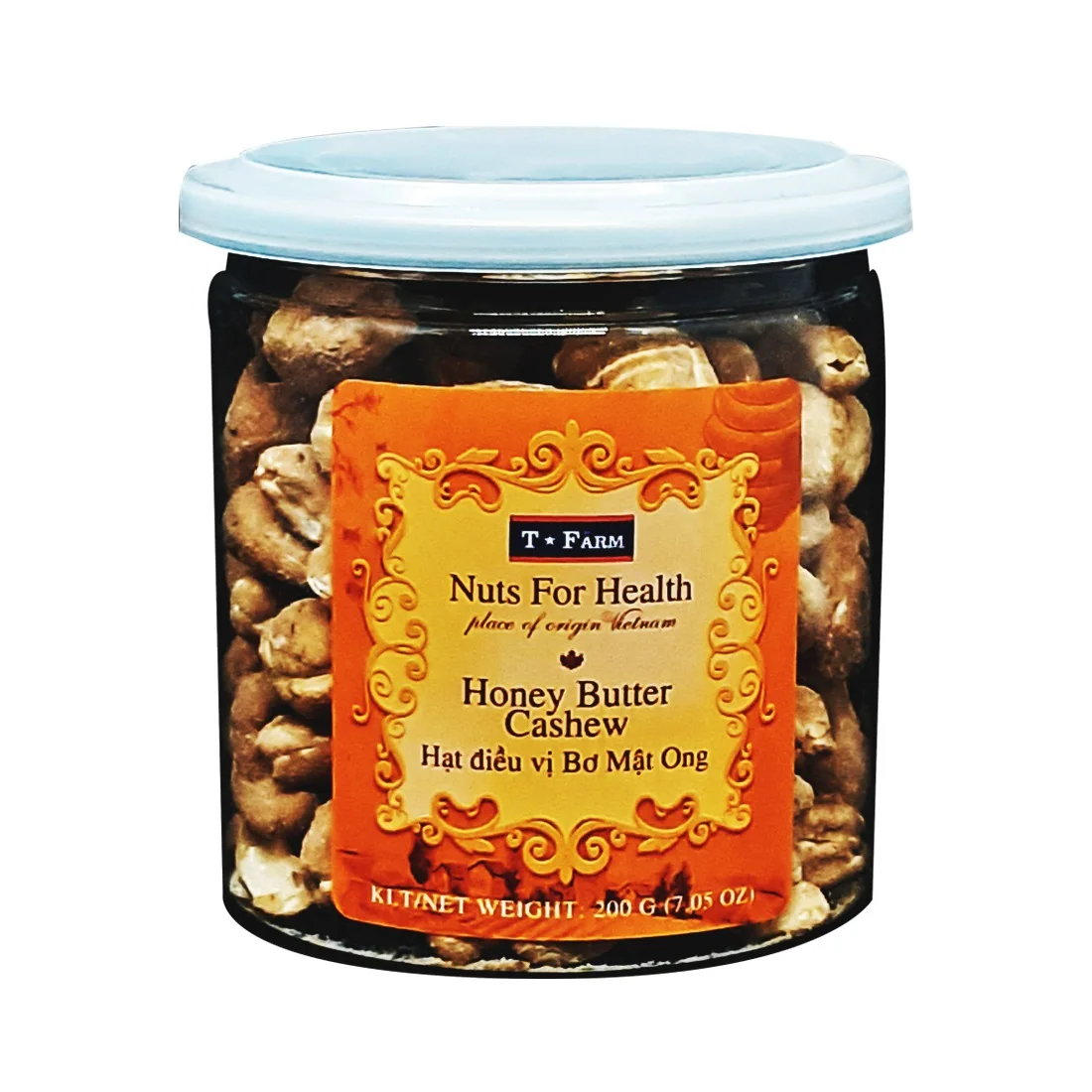 Vietnam Premium Quality COMMON Cultivation Type Baked Dried Flavor T-FARM JAR 200GR HONEY BUTTER CASHEW