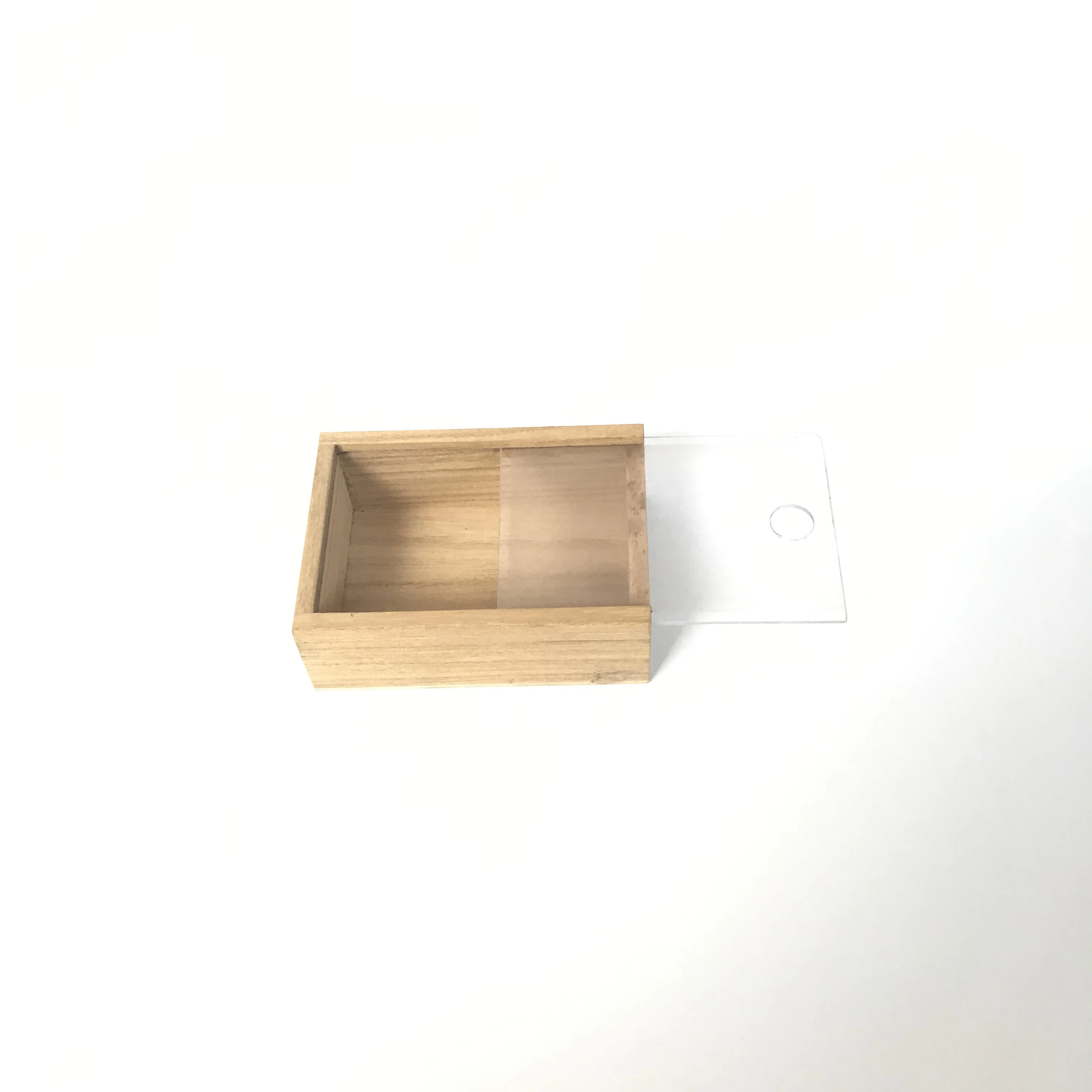 Vintage Wooden Paulownia Rectangular Box with Acrylic Sliding Lid