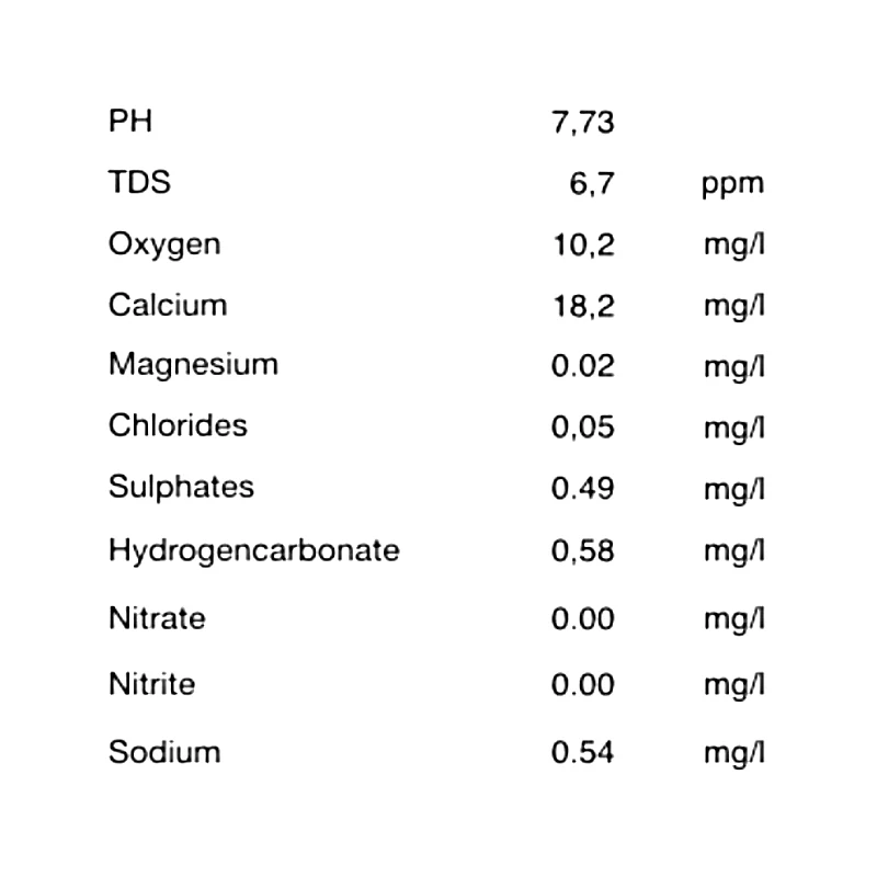 
Pure spring still water, 500ml glass bottles 
