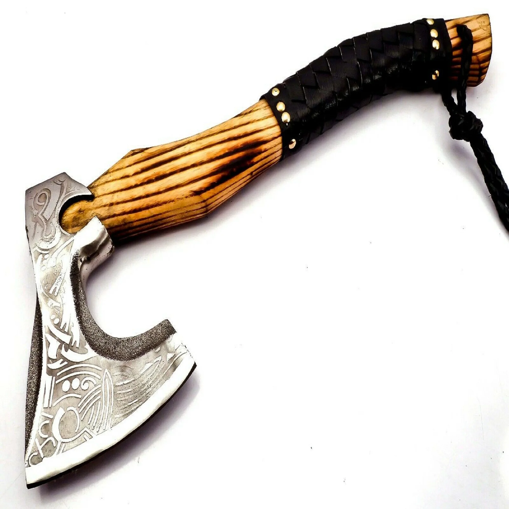 Custom Handmade Carbon Steel Viking Axe Bearded Axe Survival outdoor axe With leather sheath hot sale