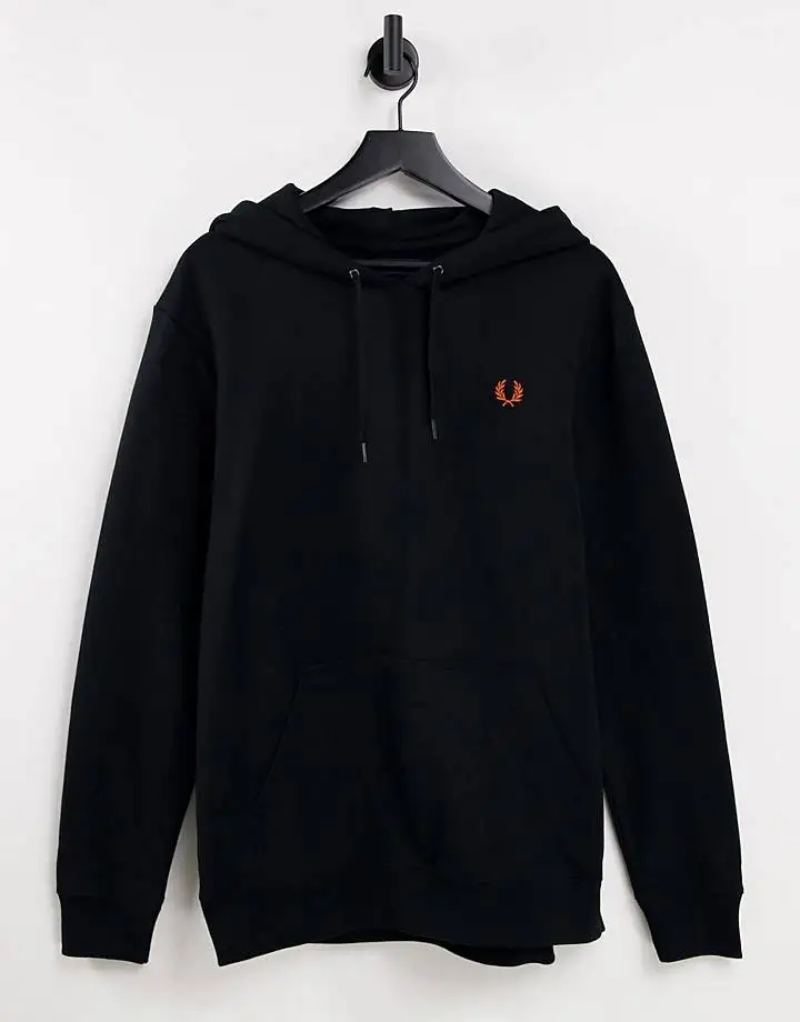 Fred Perry laurel wreath back print hoodie in black custom design