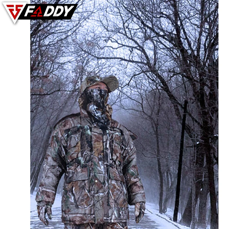 
Men Winter Autumn Warm Camo Hunting Suit Clothing Suspender Trousers Fishing Overalls Down Coat Camouflage 