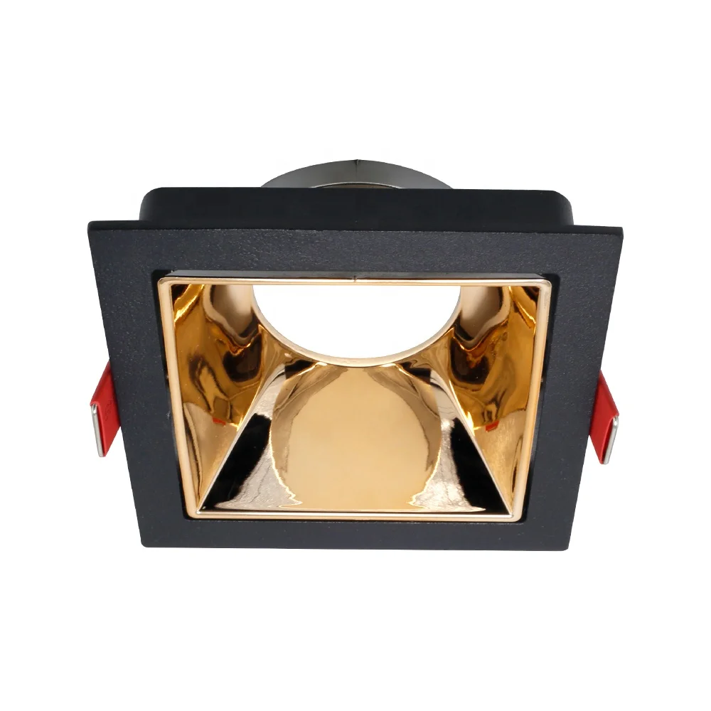 Hotel recessed spotlight gold downlights aluminum mr16 antiglare square gu10 downlight fixture