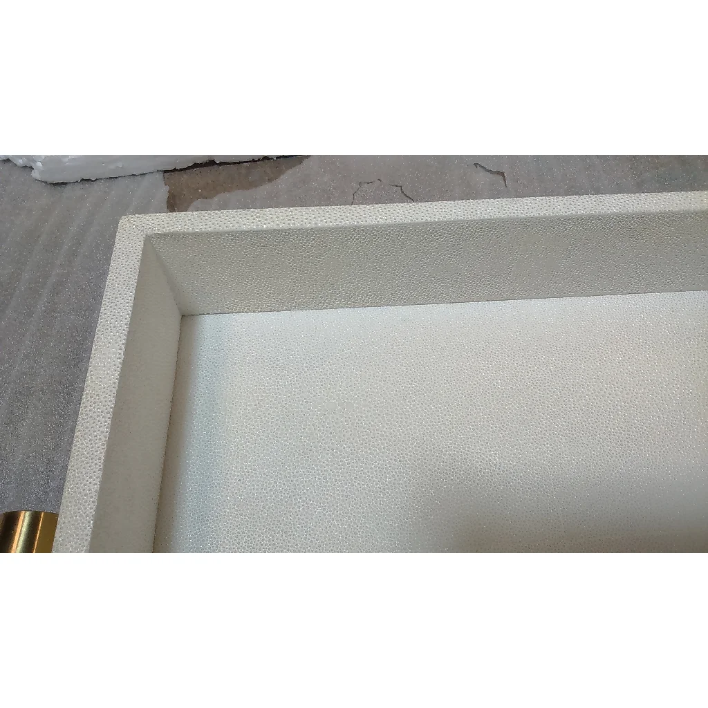 Белый роскошный кофейный сервиз 0 605x0 38x0 065 MDF шагрейский бархатный квадратный чайный поднос с латунной вставкой и ручкой